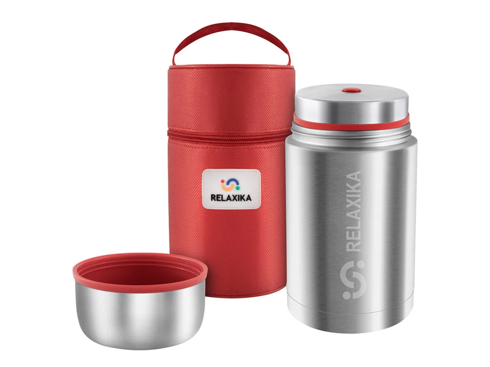 Термос для еды Relaxika 301 в чехле 1200 мл серебристый - фото 7