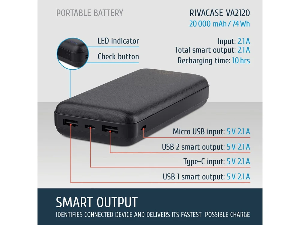 Внешний аккумулятор VA2120 20000 mAh черный - фото 17
