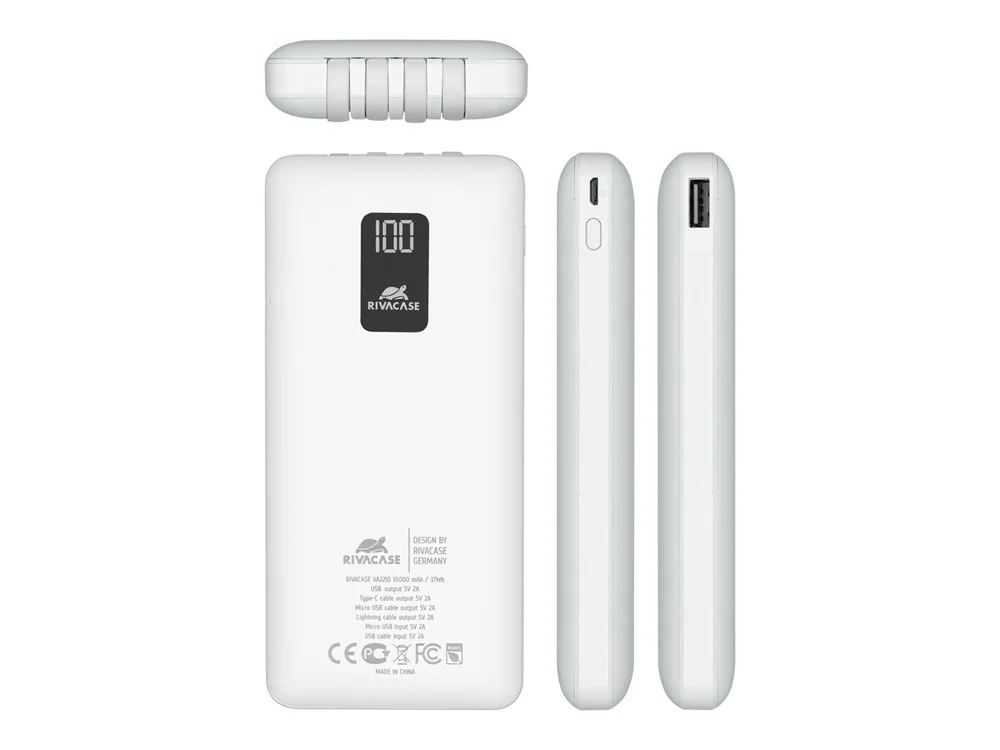 Внешний аккумулятор с дисплеем и встроенными кабелями VA2210 10000 mAh - фото 4