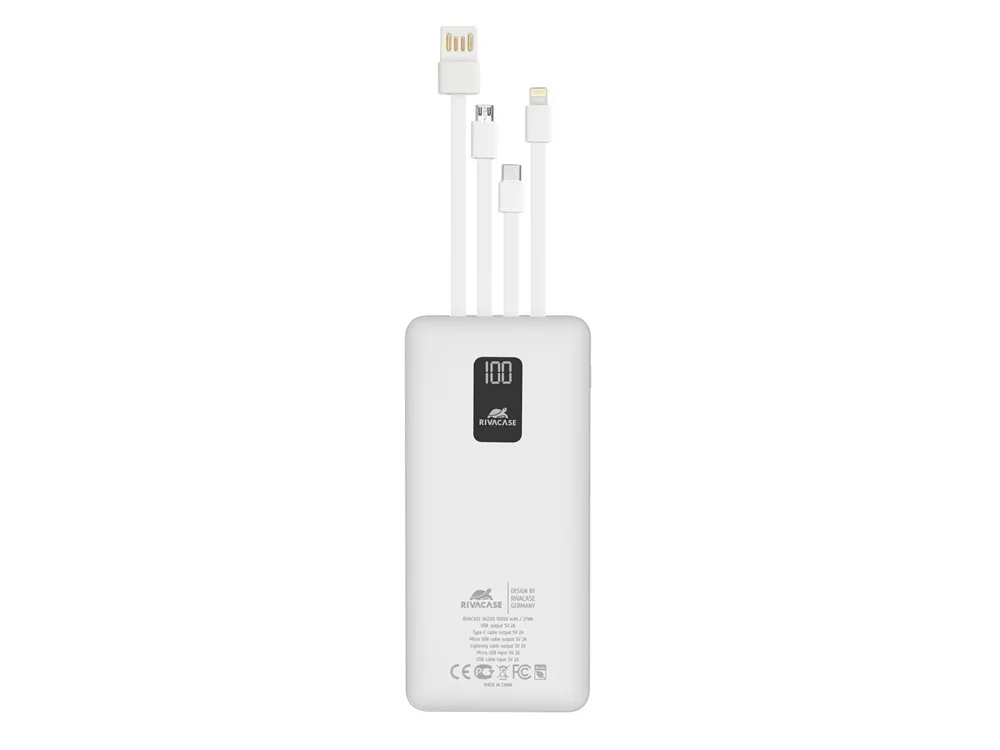 Внешний аккумулятор с дисплеем и встроенными кабелями VA2210 10000 mAh - фото 8