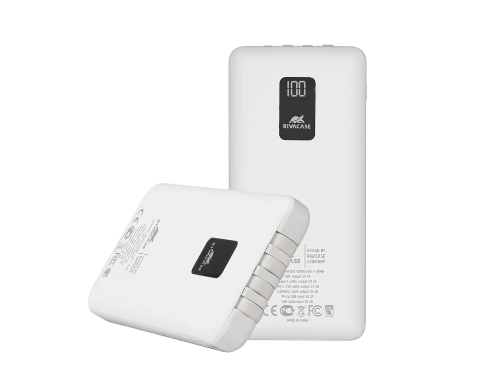 Внешний аккумулятор с дисплеем и встроенными кабелями VA2210 10000 mAh - фото 9