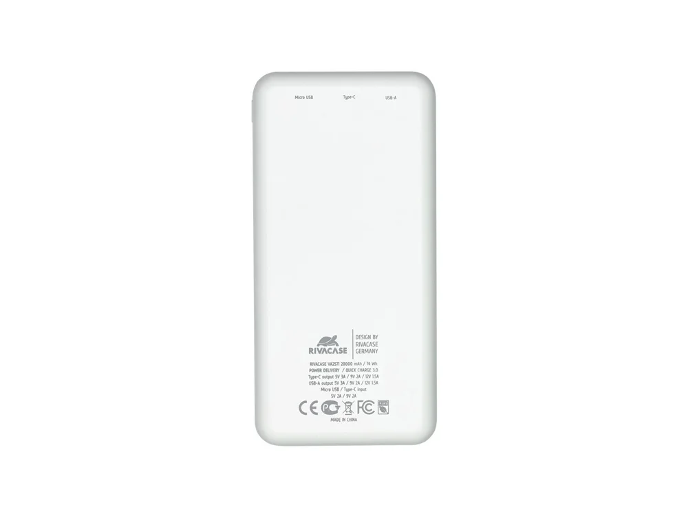 Внешний аккумулятор с быстрой зарядкой VA2571 20000 mAh белый - фото 3