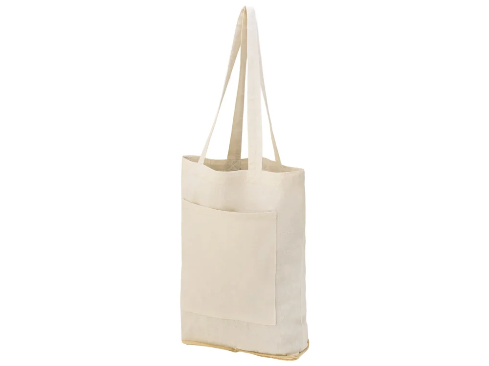 Складная сумка Jute из хлопка и джута с карманом натуральный - фото 5