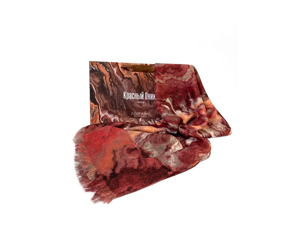 Мужской шарф Красный Оникс бордовый - фото 5