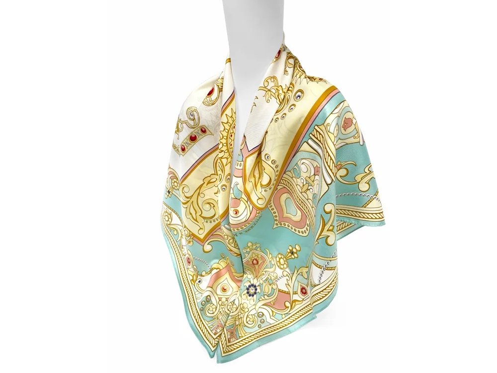 Платок Русская Азбука голубой бежевый - фото 2