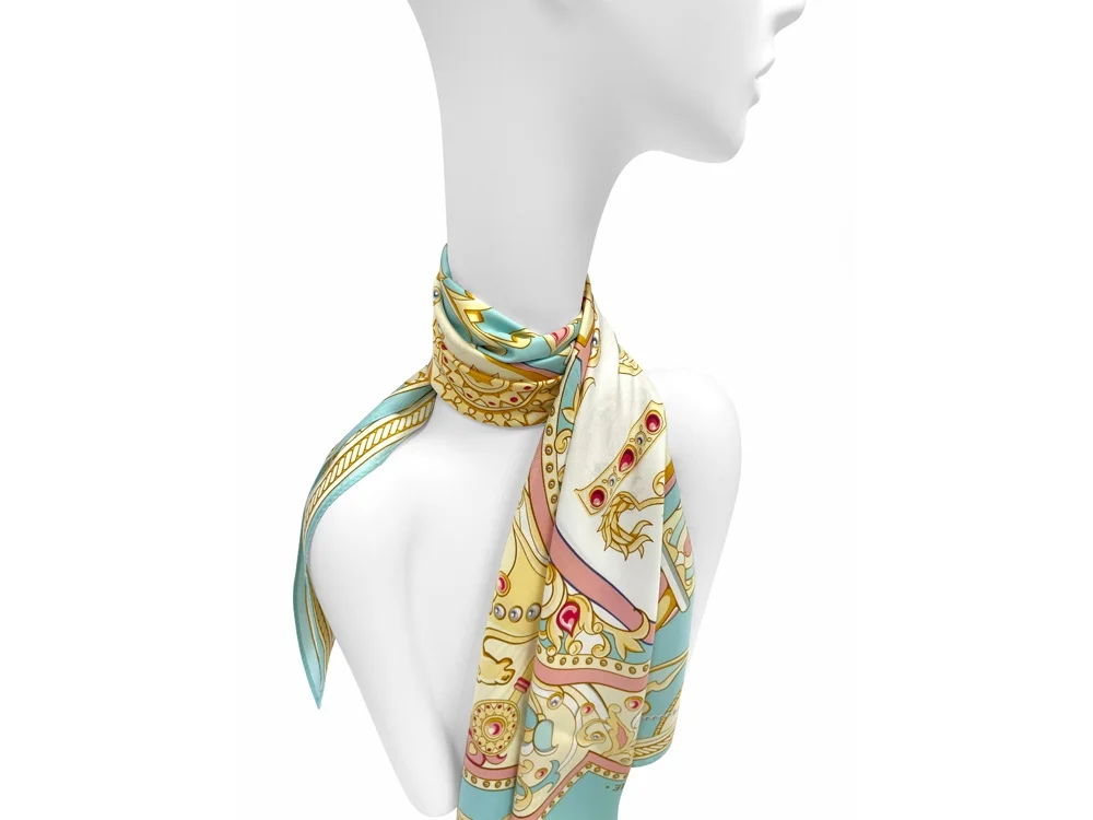 Платок Русская Азбука голубой бежевый - фото 4