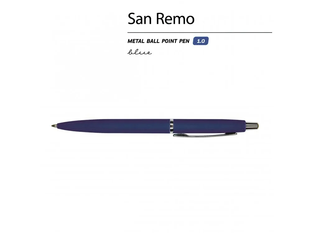 Ручка металлическая шариковая San Remo софт тач ярко-синий - фото 2