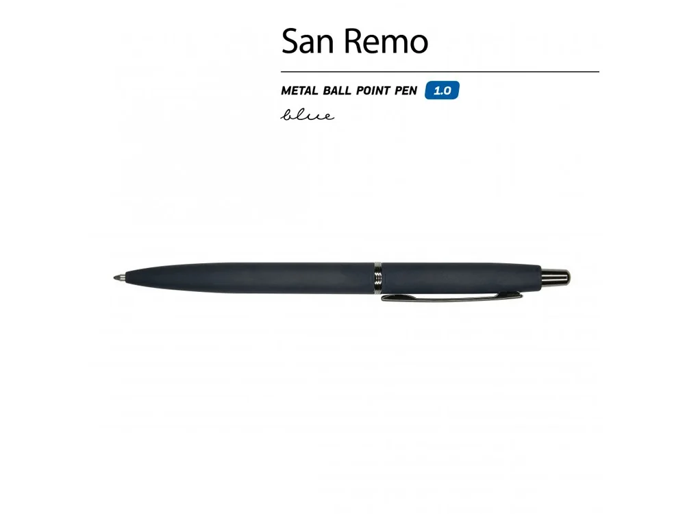 Ручка металлическая шариковая San Remo софт тач темно-синий - фото 2