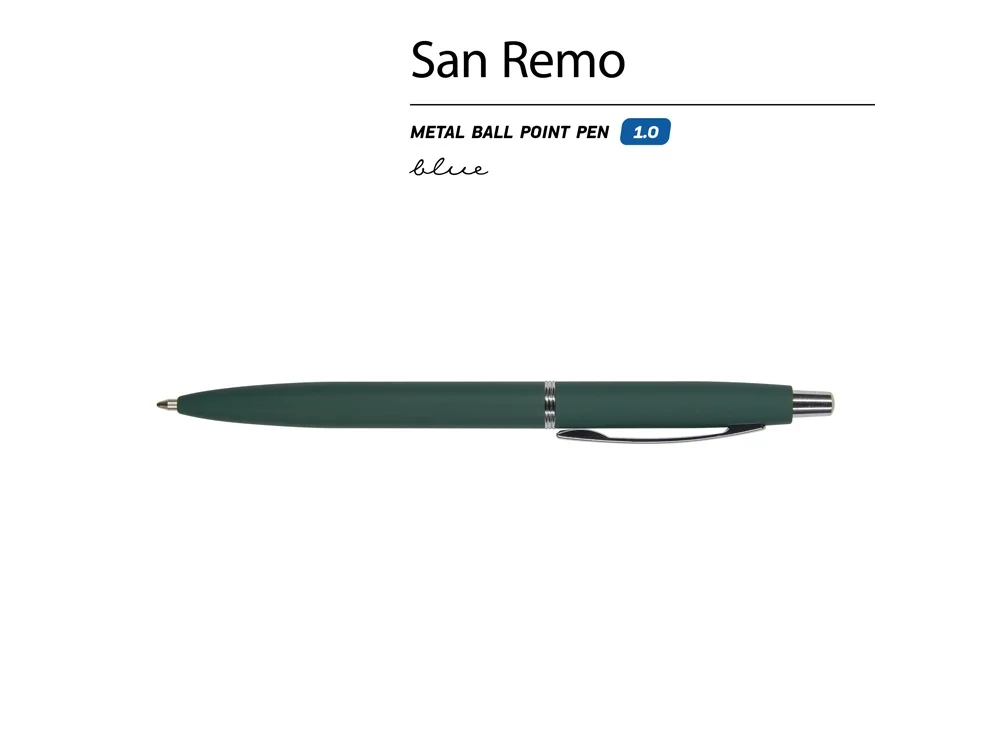 Ручка металлическая шариковая San Remo софт-тач зеленый - фото 2