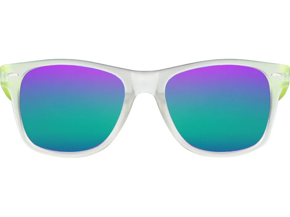 Очки солнцезащитные с зеркальными линзами «Partymaker», белый/лайм - фото 2