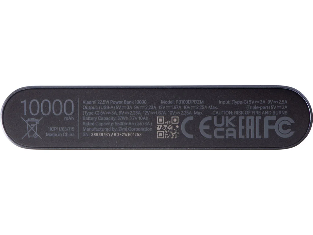 Внешний аккумулятор 22.5W Power Bank с быстрой зарядкой QC/PD 10000 mAh синий черный - фото 6