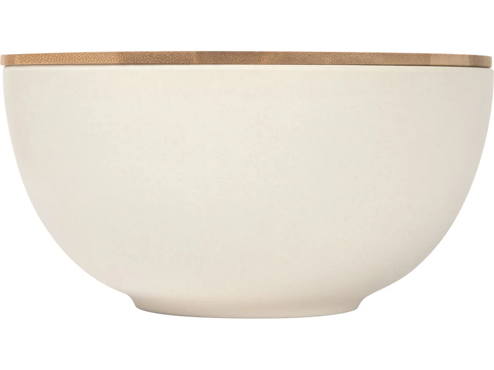 Салатник из натуральных волокон с бамбуковой крышкой Bowl бежевый 1300 мл - фото 7