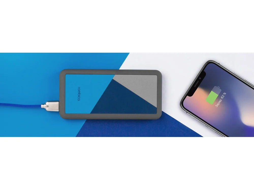 Внешний аккумулятор NEO Bright 10000 mAh серый голубой синий - фото 11