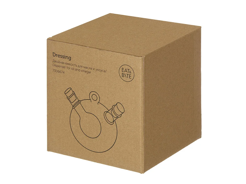 Двойная емкость для масла и уксуса Dressing прозрачный бежевый 350 мл - фото 5