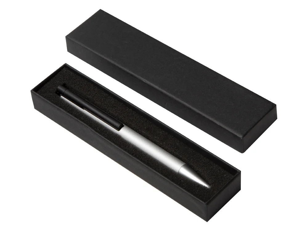 Ручка шариковая металлическая Jobs soft-touch с флеш-картой на 8 Гб серебристый/черный - фото 4