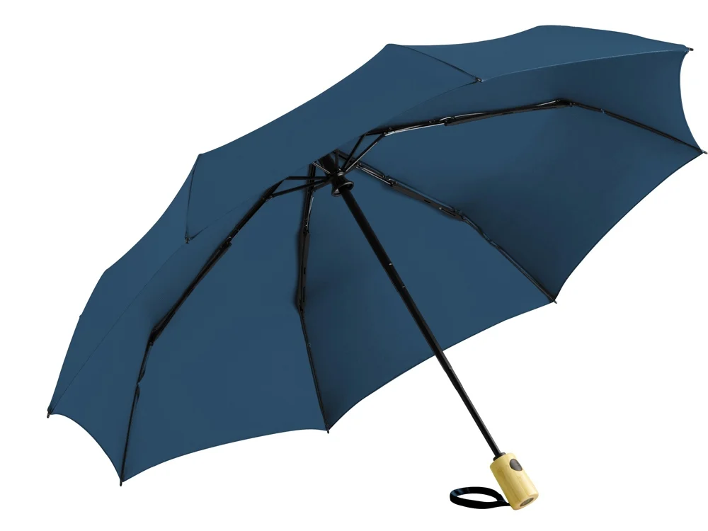 Зонт складной из бамбука ÖkoBrella полуавтомат серый - фото 2