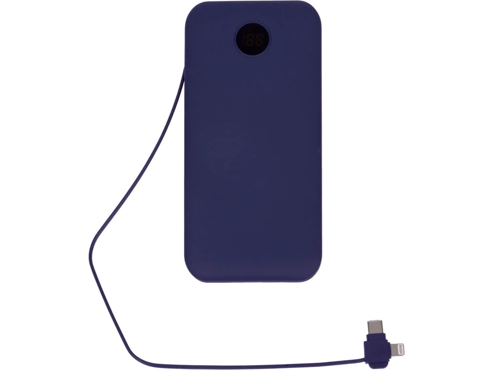 Внешний беспроводной аккумулятор с подсветкой лого Astro soft-touch 10000 mAh темно-синий - фото 4