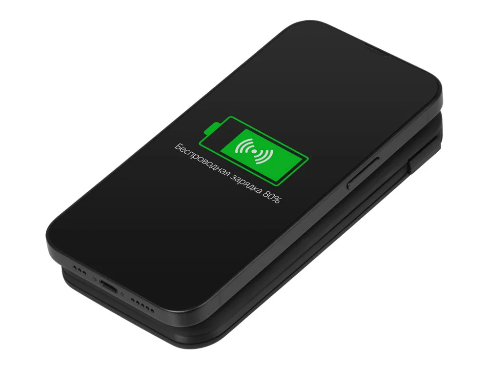 Внешний беспроводной аккумулятор с подсветкой лого Astro soft-touch 10000 mAh черный - фото 3