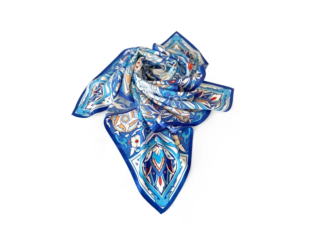 Платок Арабески синий голубой - фото 5