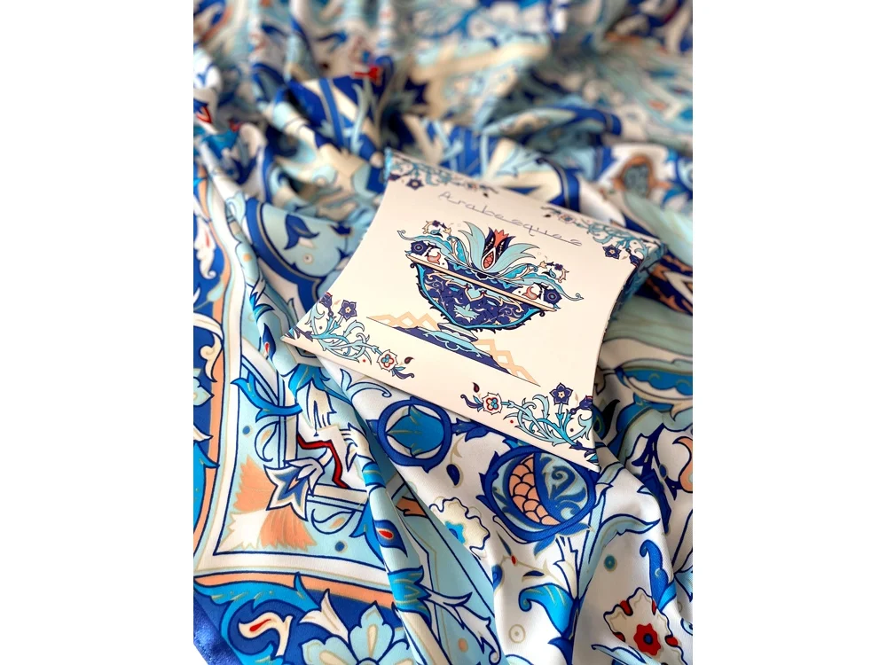 Платок Арабески синий голубой - фото 6