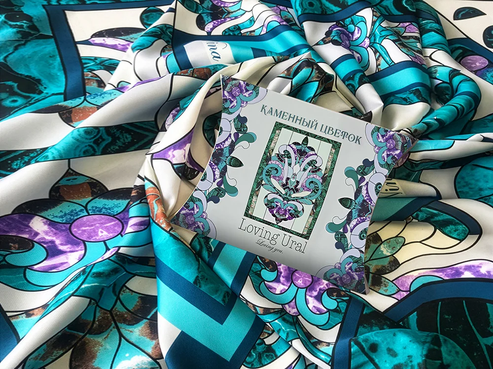 Платок Каменный Цветок малахитовый сиреневый - фото 10