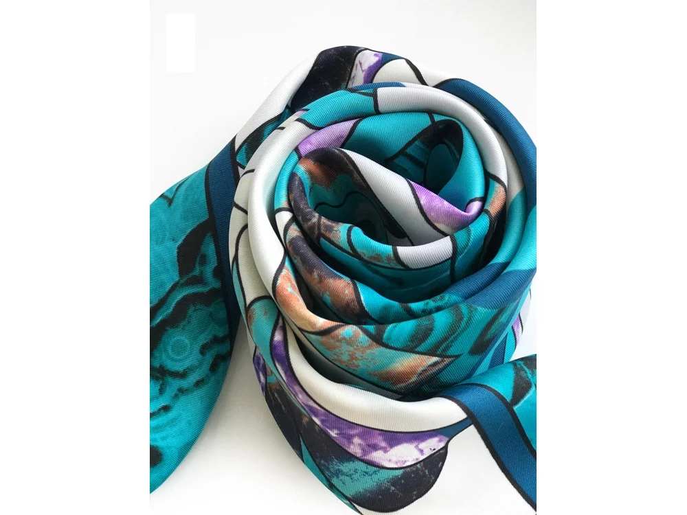Платок Каменный Цветок малахитовый сиреневый - фото 2