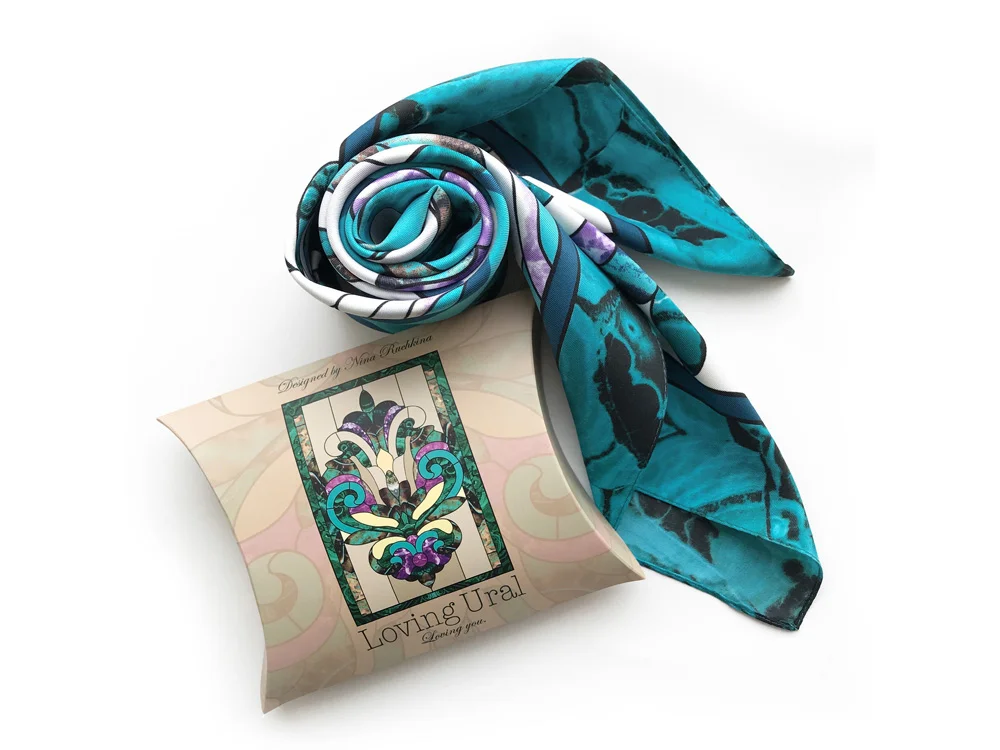 Платок Каменный Цветок малахитовый сиреневый - фото 7