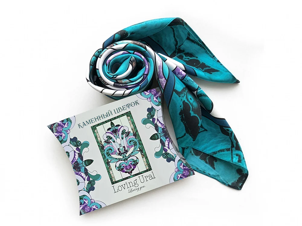 Платок Каменный Цветок малахитовый сиреневый - фото 9
