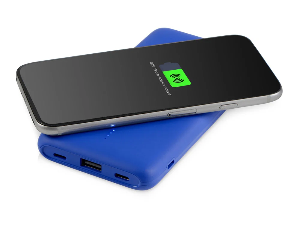Внешний беспроводной аккумулятор с подсветкой лого Reserve X v.2 ярче подсветка 8000 mAh ярко-синий - фото 3