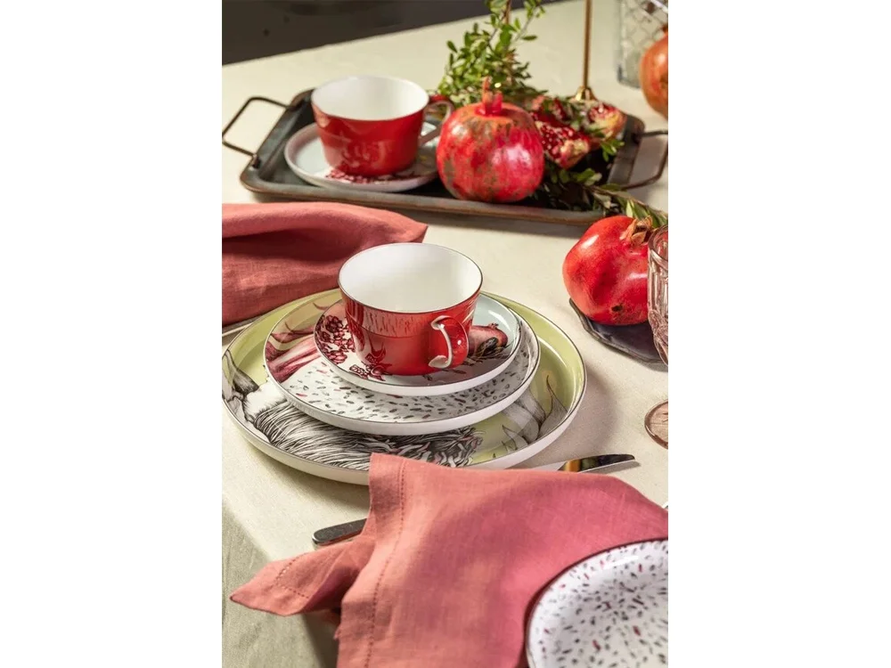 Набор чашка и блюдце TEA SET 1 BLU голубой/красный 270 мл - фото 6