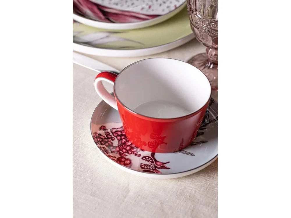 Набор чашка и блюдце TEA SET 1 BLU голубой/красный 270 мл - фото 7