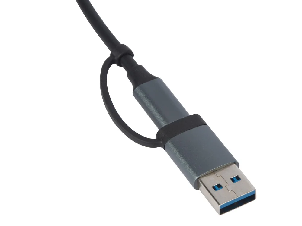 USB-хаб Link с коннектором 2-в-1 USB-C и USB-A 2.0/3.0 серый - фото 4