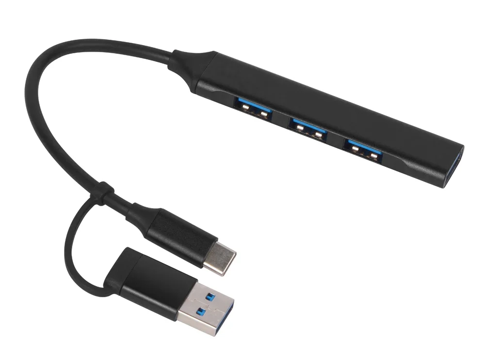 USB-хаб Link с коннектором 2-в-1 USB-C и USB-A 2.0/3.0 черный