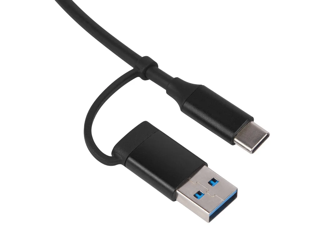 USB-хаб Link с коннектором 2-в-1 USB-C и USB-A 2.0/3.0 черный - фото 3