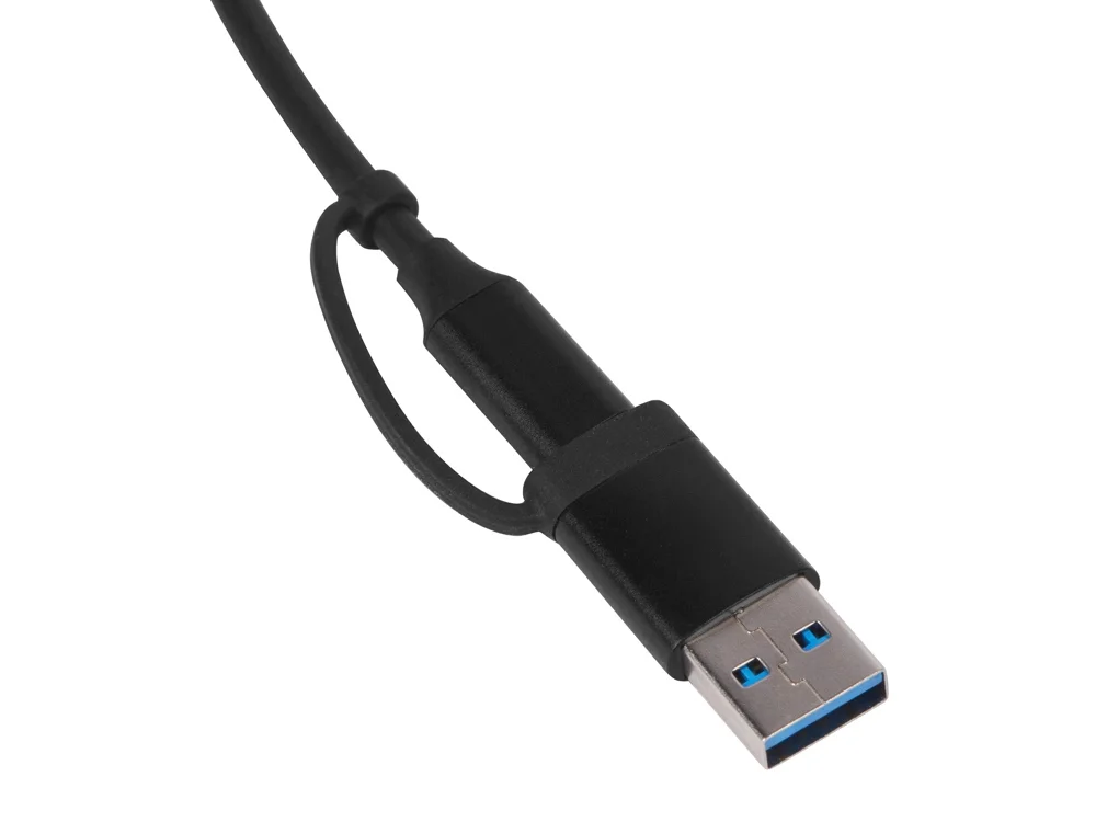USB-хаб Link с коннектором 2-в-1 USB-C и USB-A 2.0/3.0 черный - фото 4
