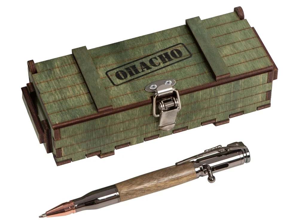 Ручка шариковая Орех, ручка- коричневый, gun, розовое золото, подарочная коробка- зеленый - фото 2