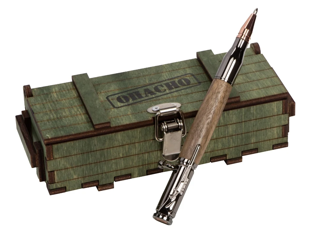 Ручка шариковая Орех, ручка- коричневый, gun, розовое золото, подарочная коробка- зеленый - фото 3