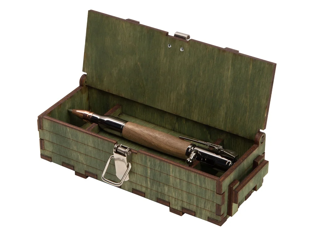 Ручка шариковая Орех, ручка- коричневый, gun, розовое золото, подарочная коробка- зеленый - фото 4