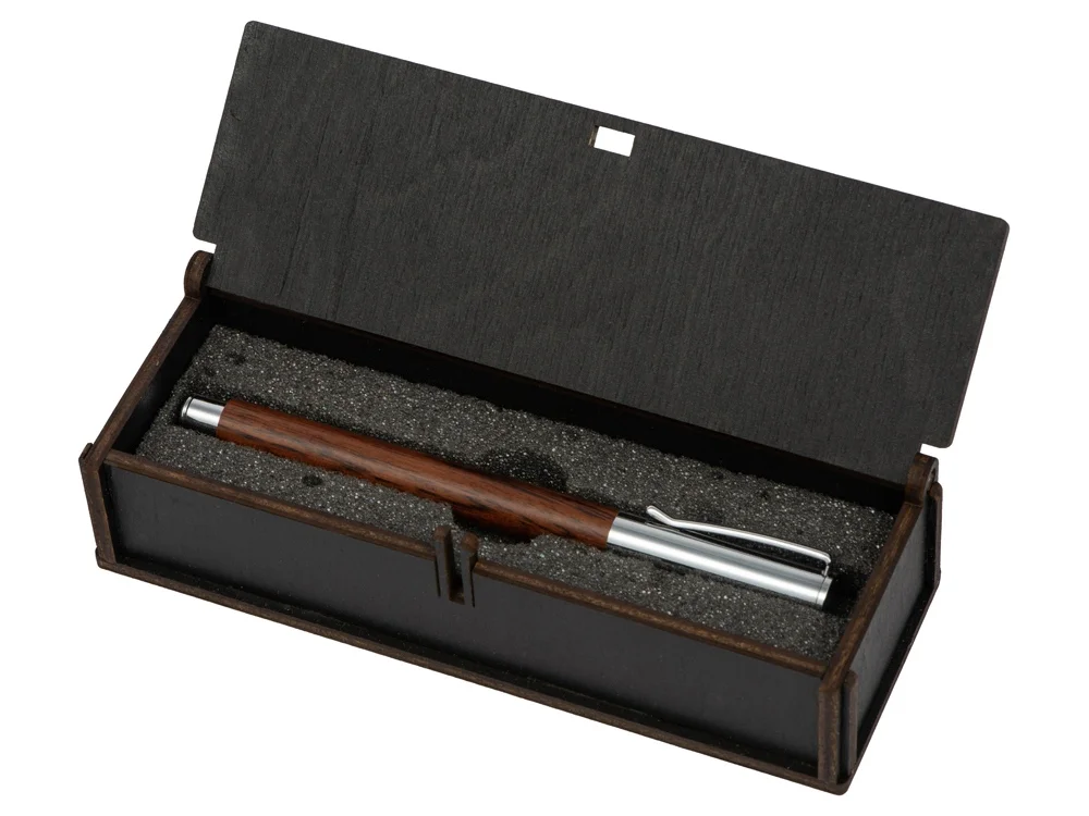 Ручка роллер Падук ручка- коричневый серебристый подарочная коробка- темно-коричневый - фото 7