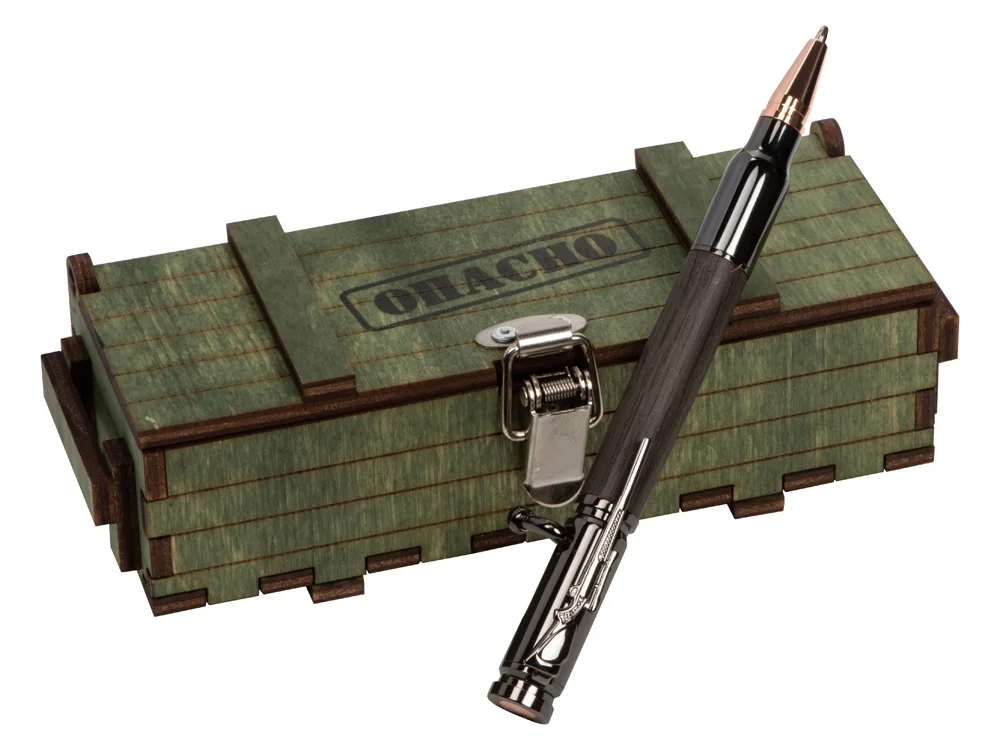 Ручка шариковая Морёный дуб ручка- темно-коричневый gun розовое золото подарочная коробка- зеленый - фото 3