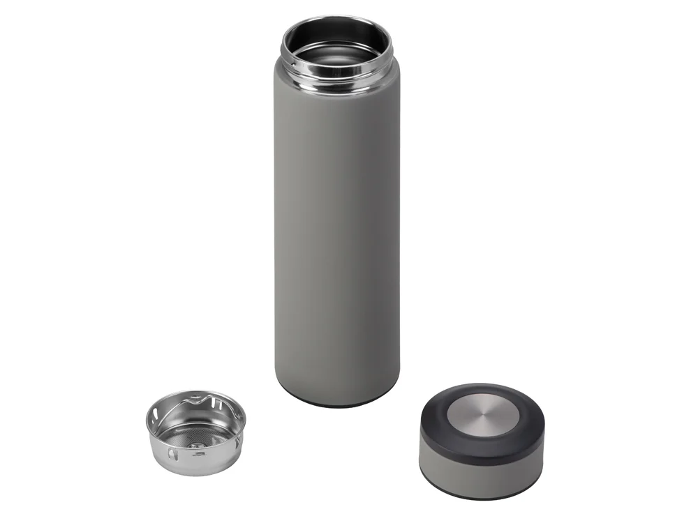 Вакуумный термос Vacuum Flask C1 soft touch 420мл серый/черный/серебристый - фото 2