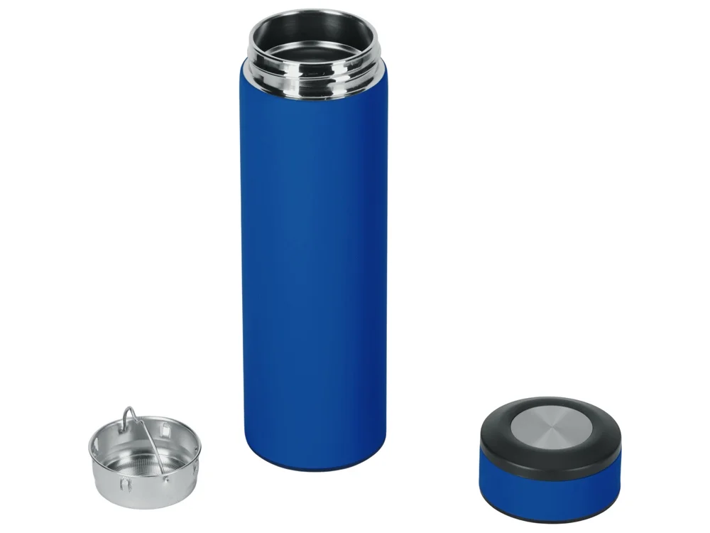 Вакуумный термос Vacuum Flask C1 soft touch 420мл синий/серебристый - фото 2