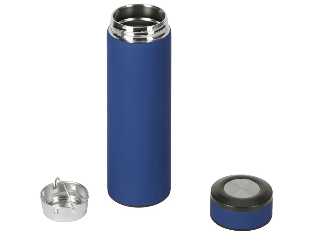 Вакуумный термос Vacuum Flask C1 soft touch 420мл темно-синий/черный/серебристый - фото 2