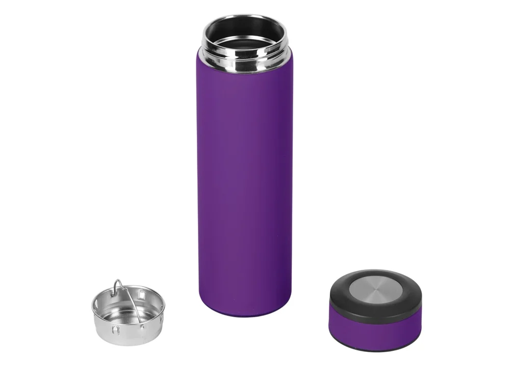 Вакуумный термос Vacuum Flask C1 soft touch 420мл фиолетовый/черный/серебристый - фото 2