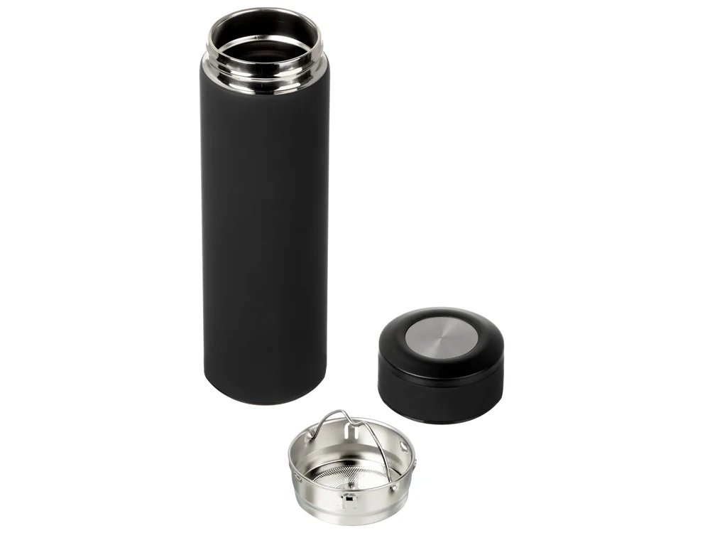 Вакуумный термос Vacuum Flask C1 soft touch 420мл черный/серебристый - фото 2