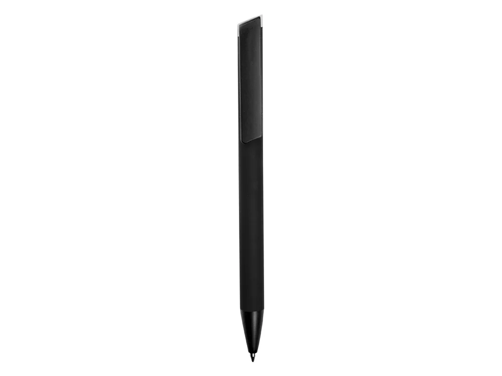 Ручка металлическая шариковая Taper Metal soft-touch черный серебристый - фото 3