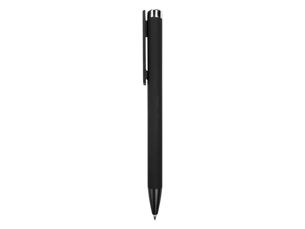 Ручка металлическая шариковая Taper Metal soft-touch черный серебристый - фото 4