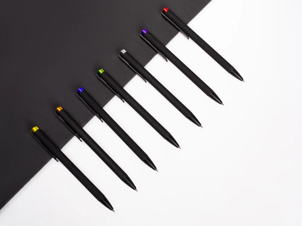 Ручка металлическая шариковая Taper Metal soft-touch черный серебристый - фото 5