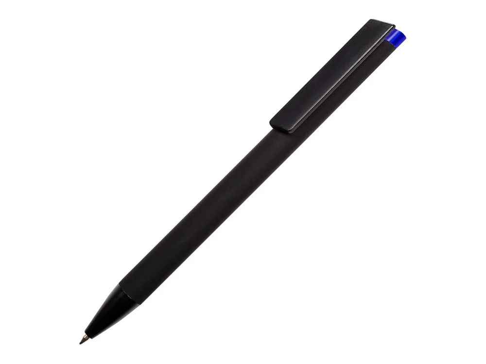 Ручка металлическая шариковая Taper Metal soft-touch черный синий - фото 2