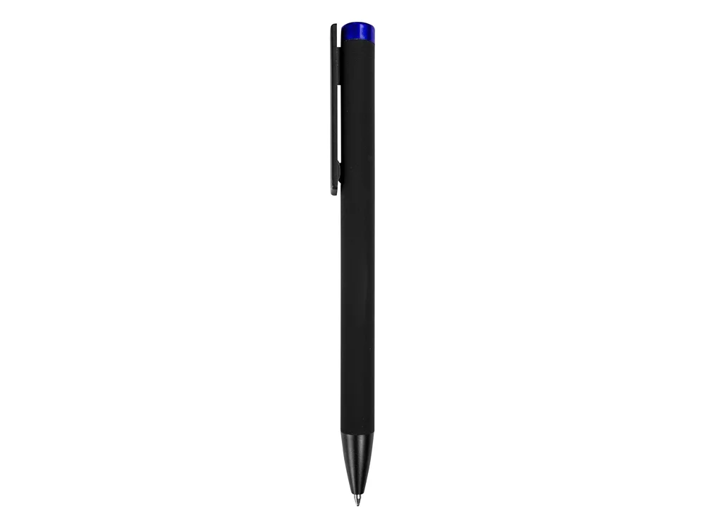 Ручка металлическая шариковая Taper Metal soft-touch черный синий - фото 4